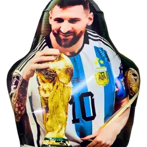 Globo Messi Con Copa Del Mundo Metalizado